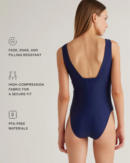 Italian Plunge One-Piece Swimsuit - XS / Deep Navy