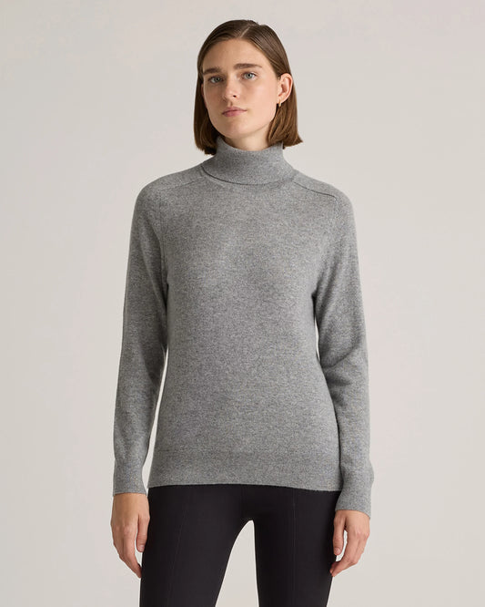 Mongolian Cashmere Turtleneck Sweater - XS / Heather Grey