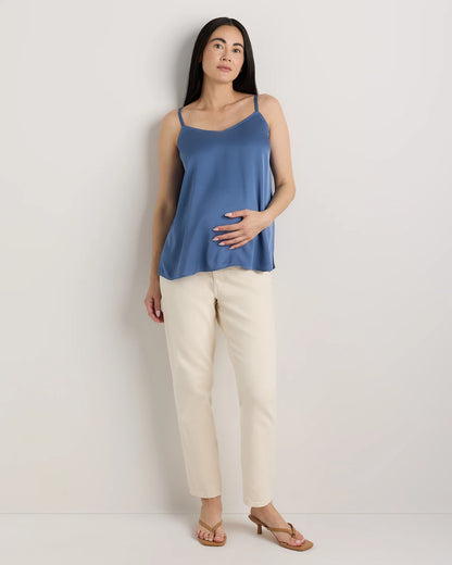Washable Stretch Silk V-Neck Maternity Cami - XS / Moonstone Blue