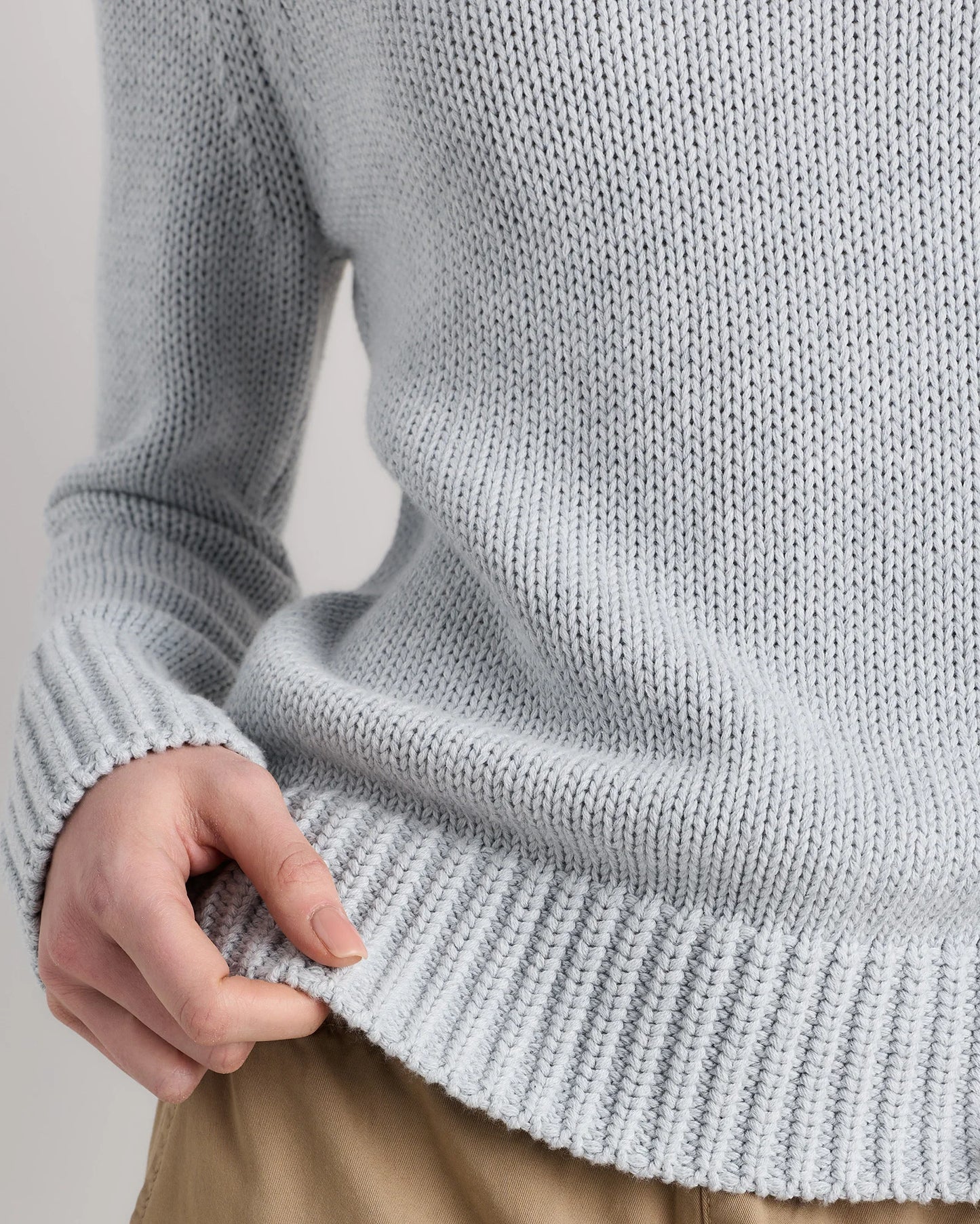 100% Organic Cotton Roll Neck Sweater - XS / Cornflower Mini Stripe