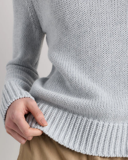 100% Organic Cotton Roll Neck Sweater - XS / Cornflower Mini Stripe