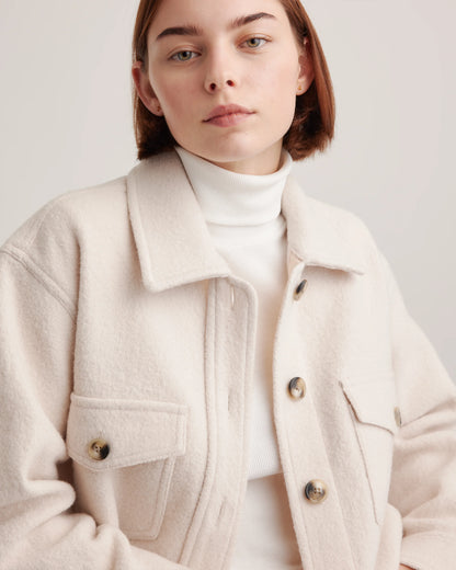 100% Merino Wool Cropped Shirt Jacket - XS / Mulled Wine