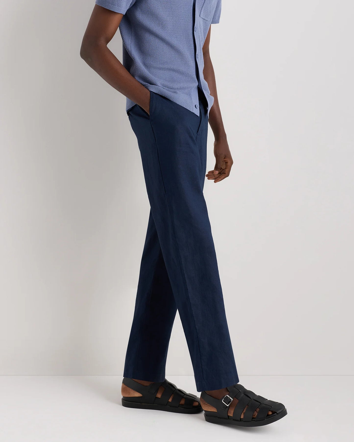 100% European Linen Trousers - 30X30 / Chambray Blue