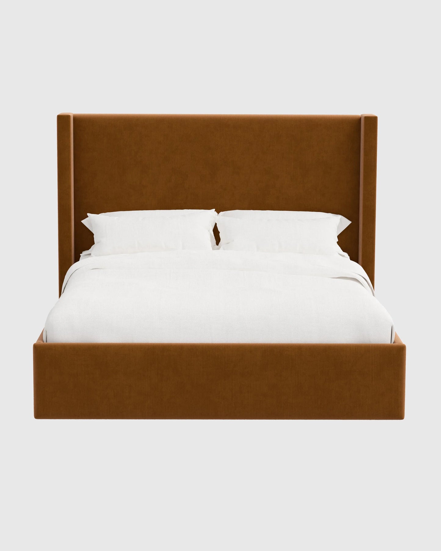 Wingback Bed in Performance Velvet - Full / Walnut
