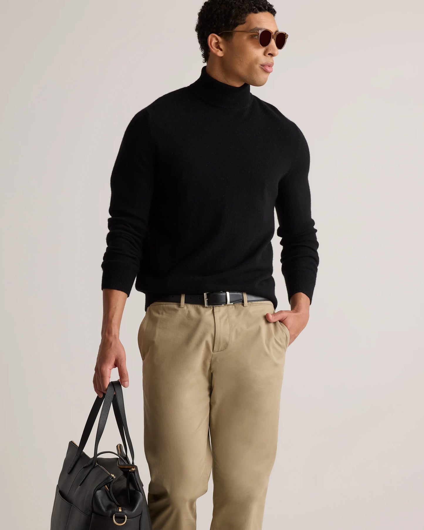 Mongolian Cashmere Turtleneck Sweater - S / Black