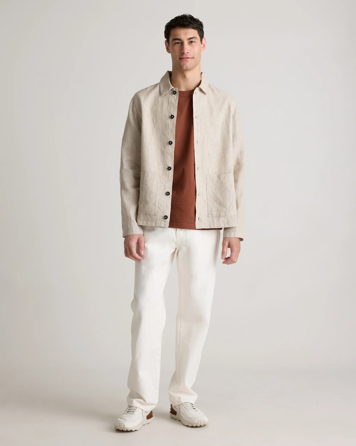 100% European Linen Chore Jacket - S / Flax