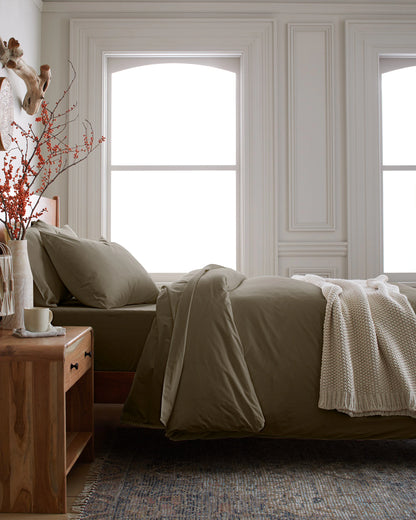 Organic Brushed Cotton Duvet Cover - Twin / Toffee