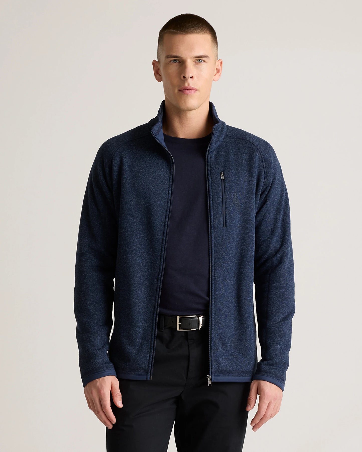 Sweater-Knit Fleece Full-Zip Jacket - XS / Heather Mineral Green