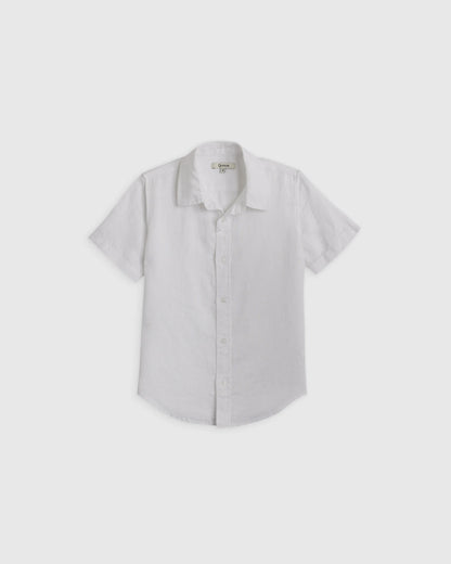 100% European Linen Short Sleeve Shirt - 2T / Flax