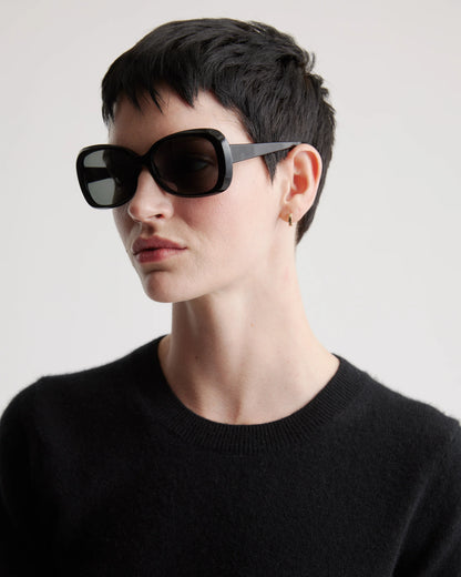 Naomi Polarized Acetate Sunglasses - One Size / Black with Grey lens