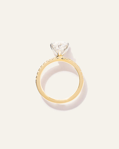 Lab Grown Diamond Marquise Petite Pave Engagement Ring - 3ct - 4 / Yellow Gold