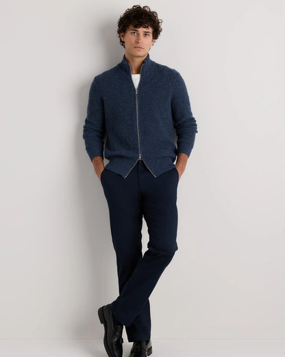 Mongolian Cashmere Fisherman Full Zip Sweater - S / Teak