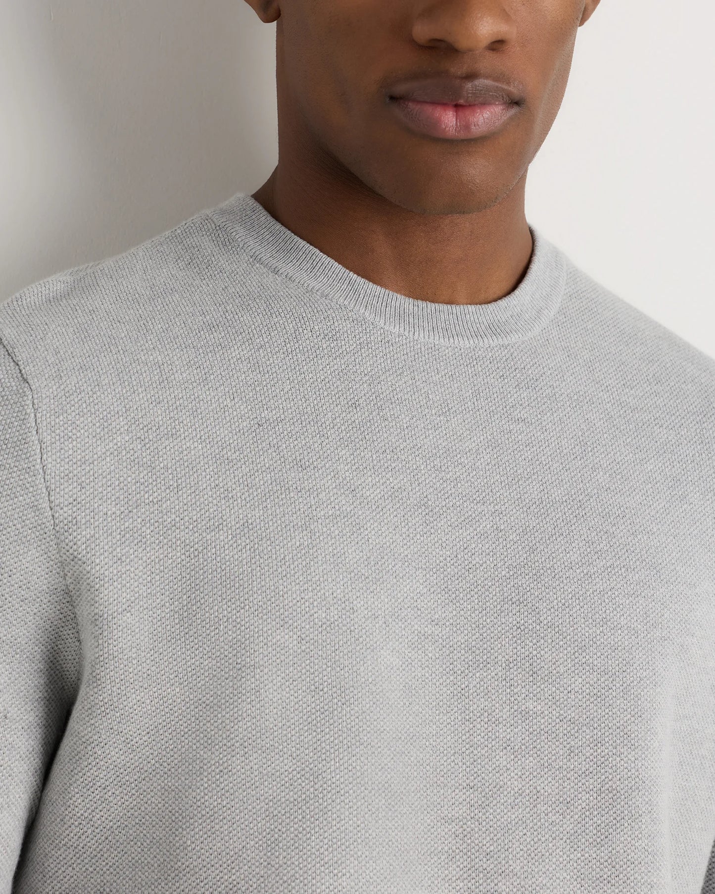 100% Organic Cotton Pique Crewneck Sweater - S / Moonstone Blue