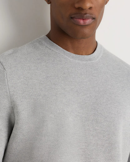 100% Organic Cotton Pique Crewneck Sweater - S / Moonstone Blue