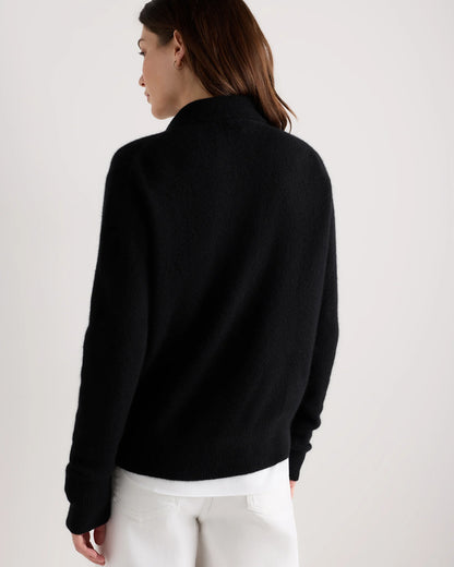 Mongolian Cashmere Button Polo Sweater - XS / Black