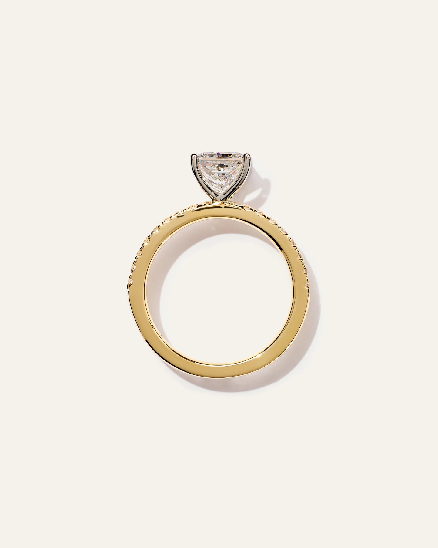 Lab Grown Diamond Princess Petite Pave Engagement Ring - 1.5ct - 4 / Yellow Gold