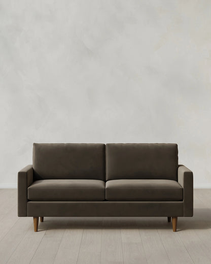 Atlas Midcentury Sofa in Performance Velvet - 6ft / Ivory