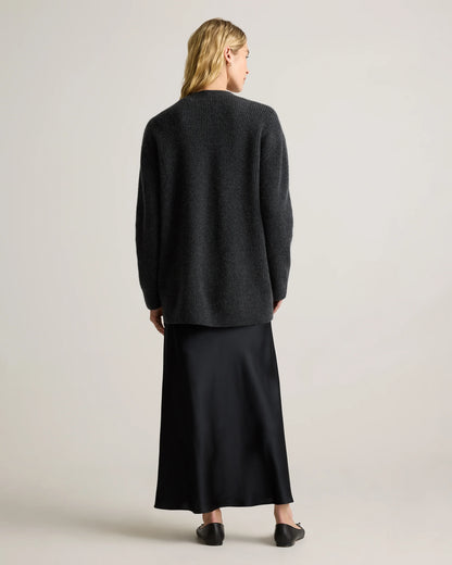 Mongolian Cashmere Oversized Boyfriend Cardigan Sweater - XS / Brown