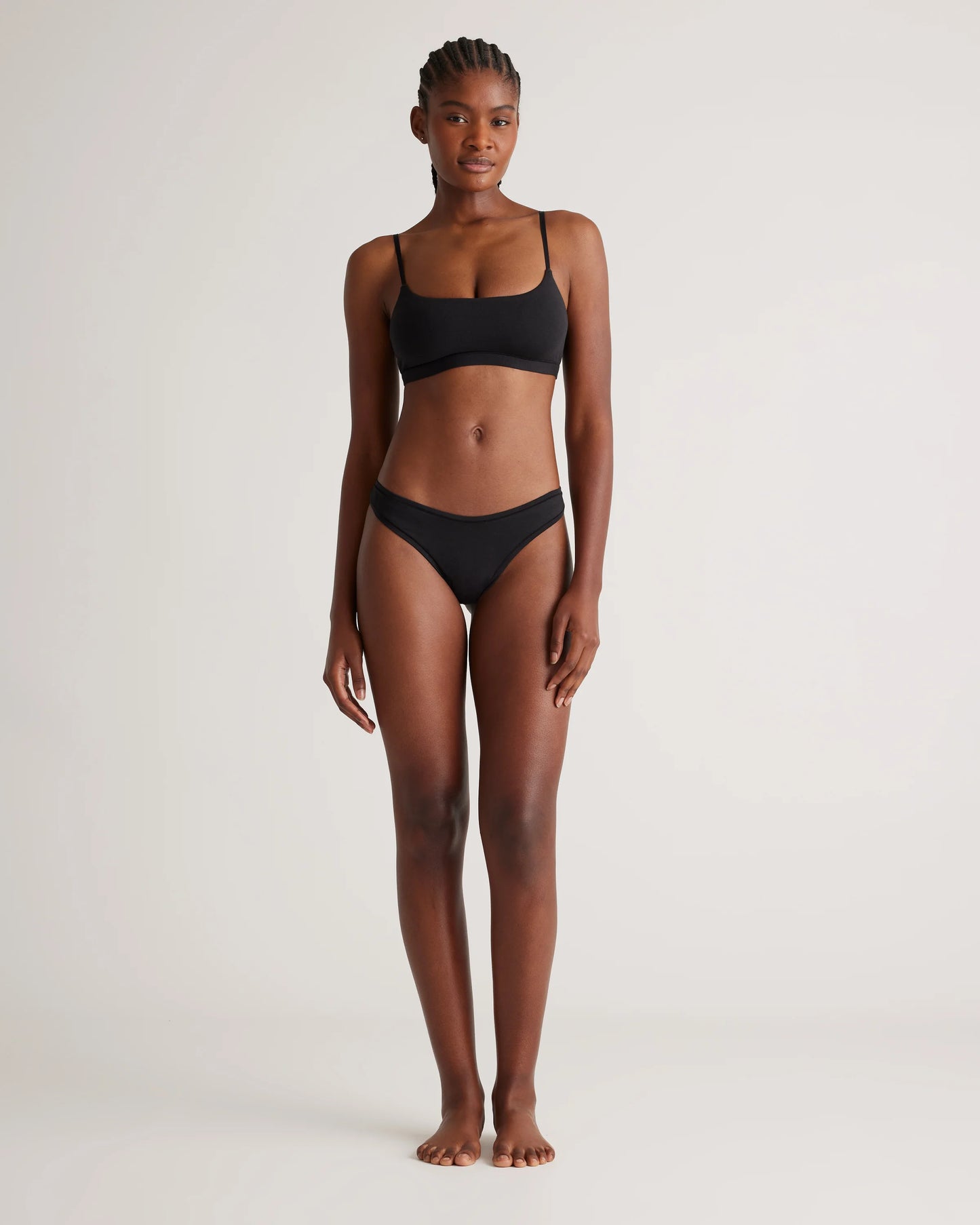 Organic Cotton High-Cut Thong (6-pack) - XS / Black/Soft White/Ocean