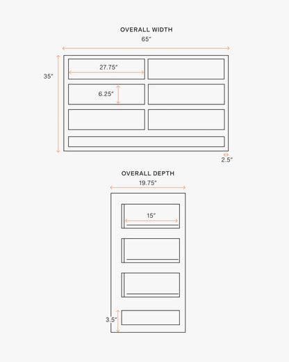 Solid Wood Frame 6-Drawer Dresser - One Size / Walnut Brown