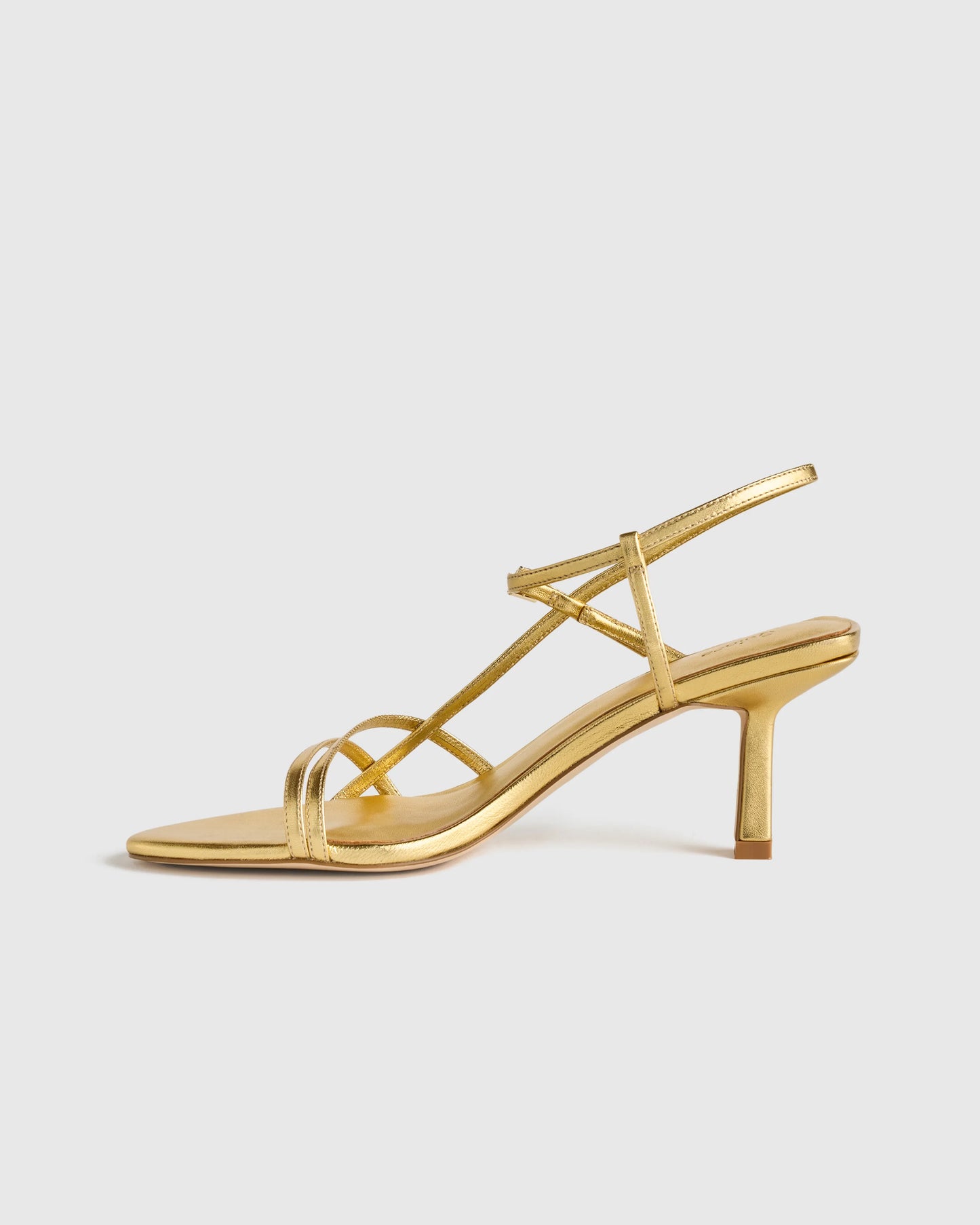 Italian Leather 70mm Strappy Heel - 5 / Metallic Gold