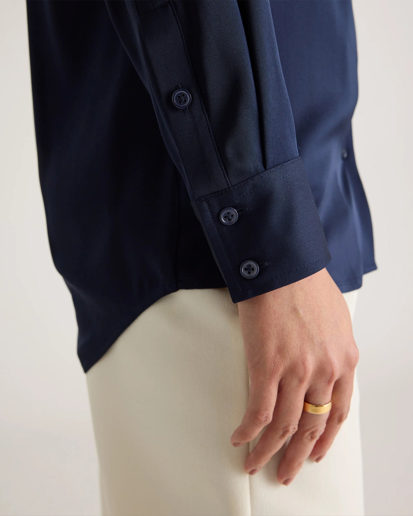 Washable Stretch Silk Notch Collar Blouse - XS / Moonstone Blue