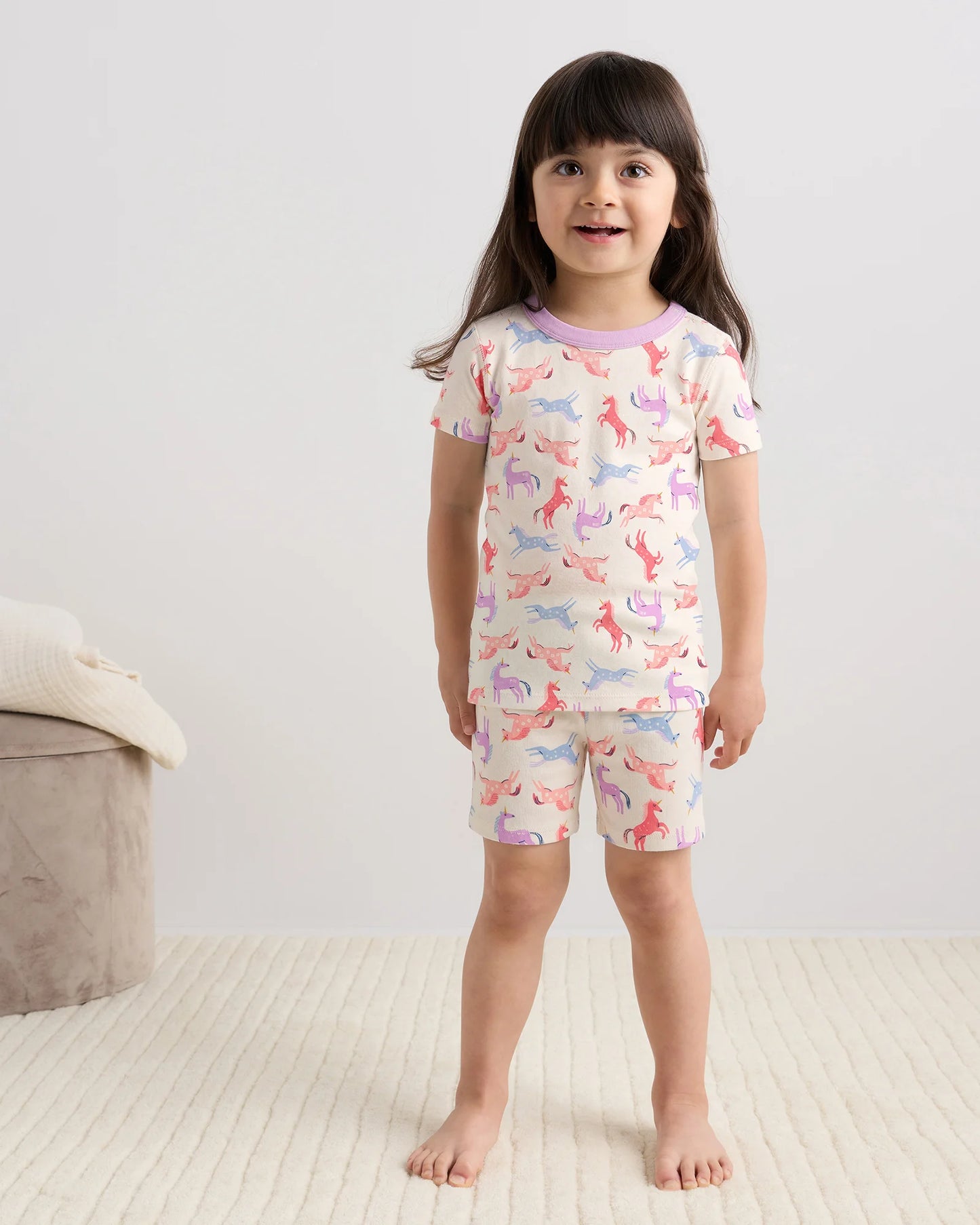 100% Organic Cotton Short Sleeve and Shorts Pajama Set - 2T / Navy Stripe