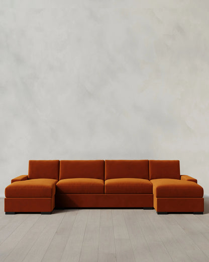 Stillman U Sectional in Performance Velvet - One Size / Java