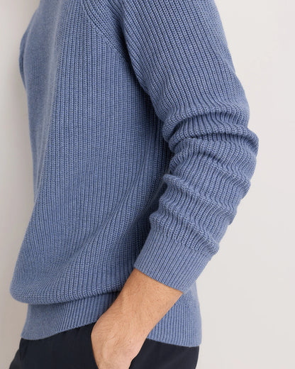 100% Organic Cotton Ribbed Crewneck Sweater - XS / Bahia Blue
