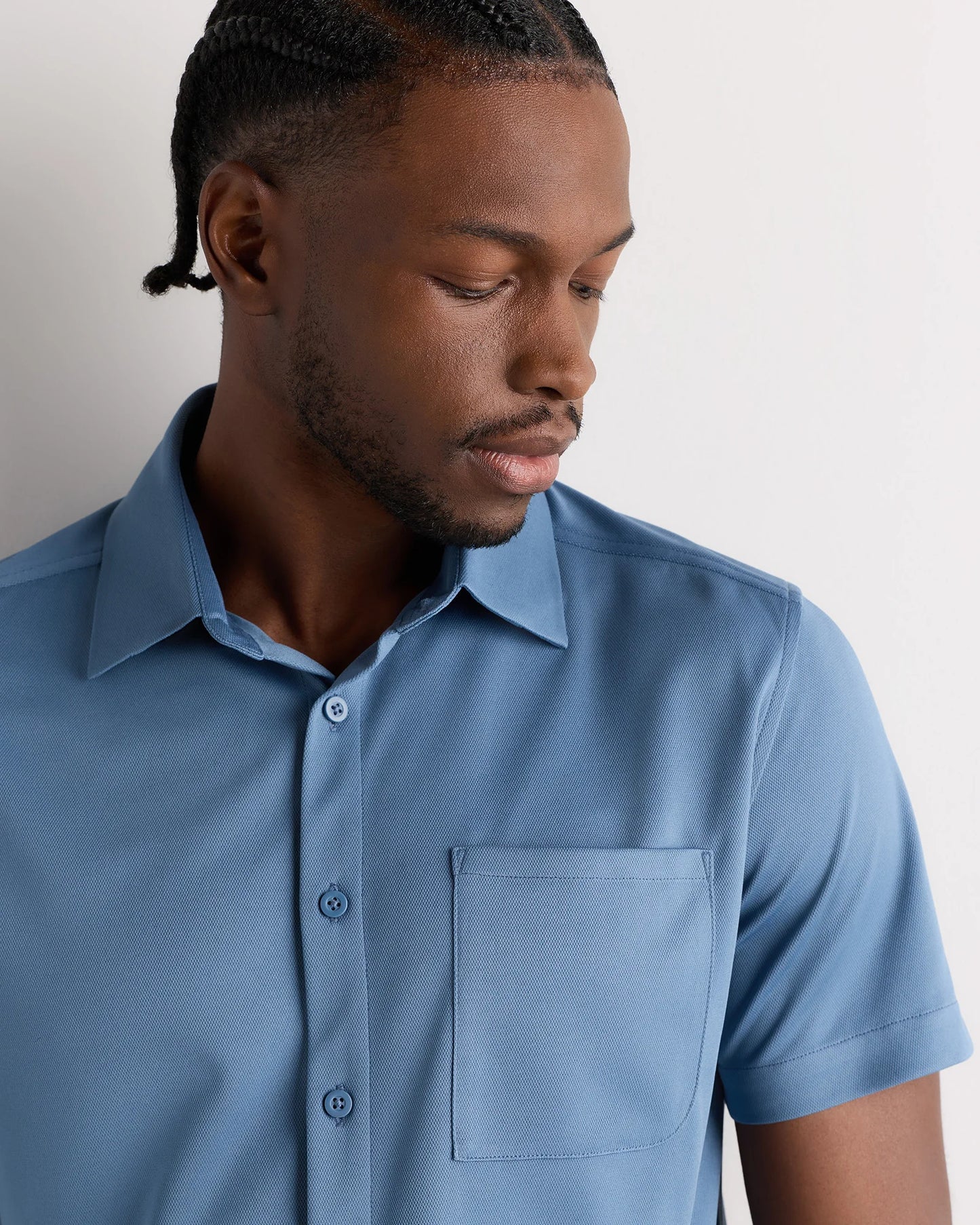 Commuter Stretch Pique Short Sleeve Button Down - S / Black