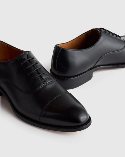 Italian Leather Cap Toe Oxford - 7 / Cognac