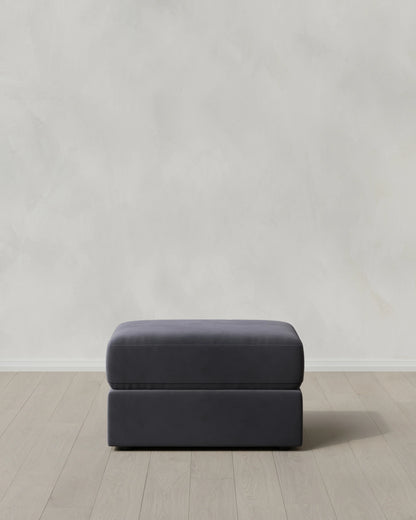 Ashford Deep Seat Ottoman in Performance Velvet - One Size / Ivory
