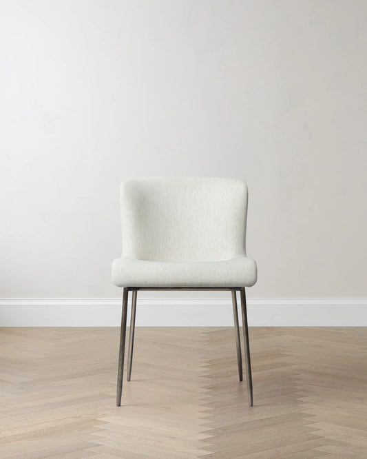 Performance Chenille Dining Chair with Powder Coated Iron Frame (Set of 2) - Set of 2 / Snow