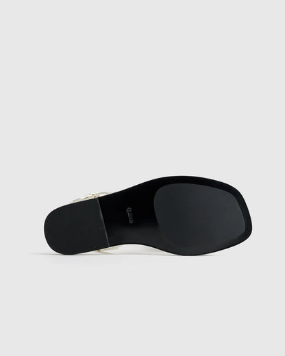 Italian Leather Ankle Strap Flat Sandal - 5 / Black
