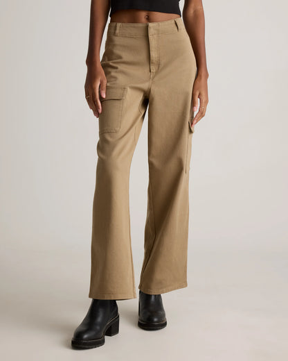 Organic Stretch Cotton Twill Cargo Pants - 0 / Light Khaki