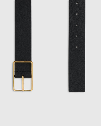 Siena Rectangle European Leather Belt - XS / Black