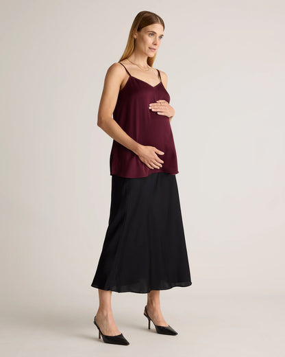 Washable Stretch Silk V-Neck Maternity Cami - XS / Moonstone Blue