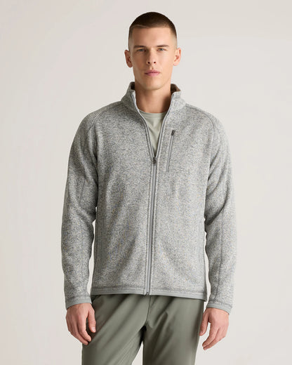 Sweater-Knit Fleece Full-Zip Jacket - XS / Heather Mineral Green