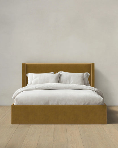 Wingback Bed in Performance Velvet - Full / Butterscotch