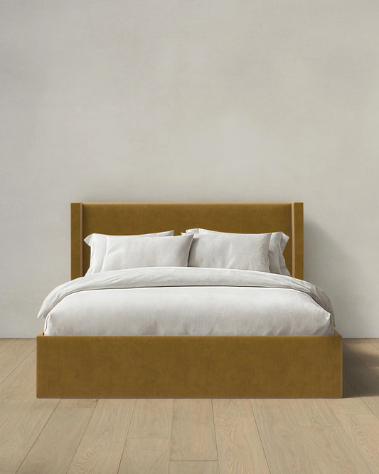 Wingback Bed in Performance Velvet - Full / Butterscotch