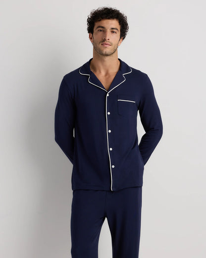 Bamboo Jersey Long Sleeve Pajama Set - S / Deep Navy