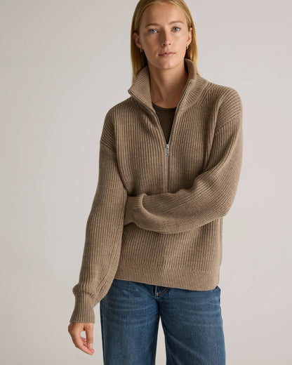Australian Merino Wool Half Zip Sweater - XS / Heather Grey