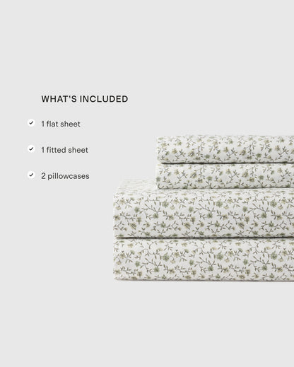 Organic Crisp Percale Floral Sheet Set - Twin / Blue Florette