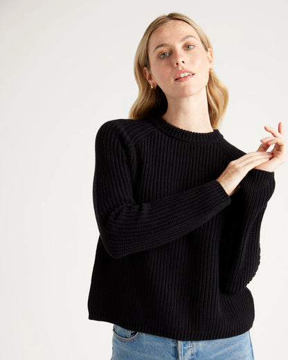 100% Organic Cotton Fisherman Crew Sweater - XS / Sapphire Blue