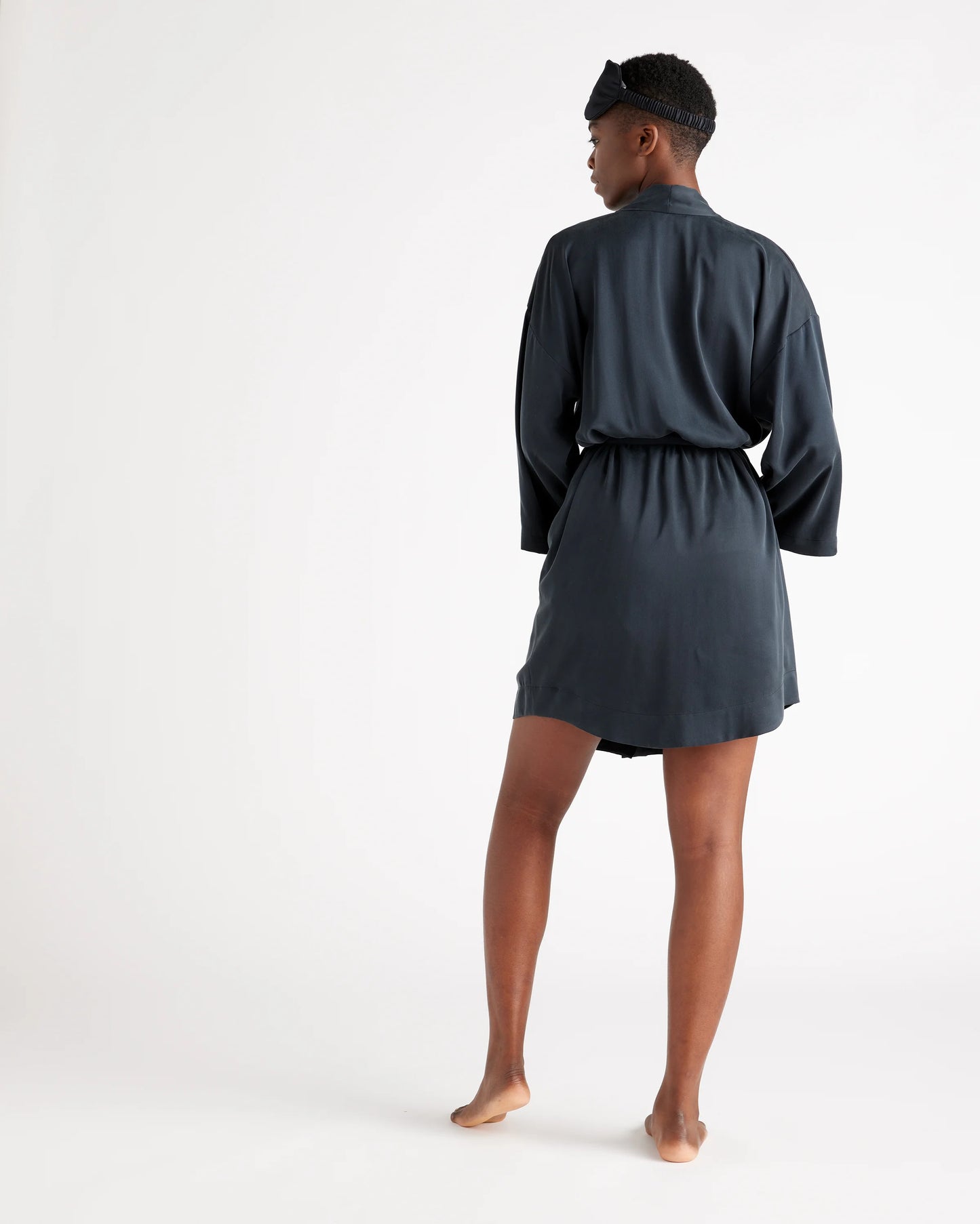 100% Washable Silk Robe - XS / Indigo