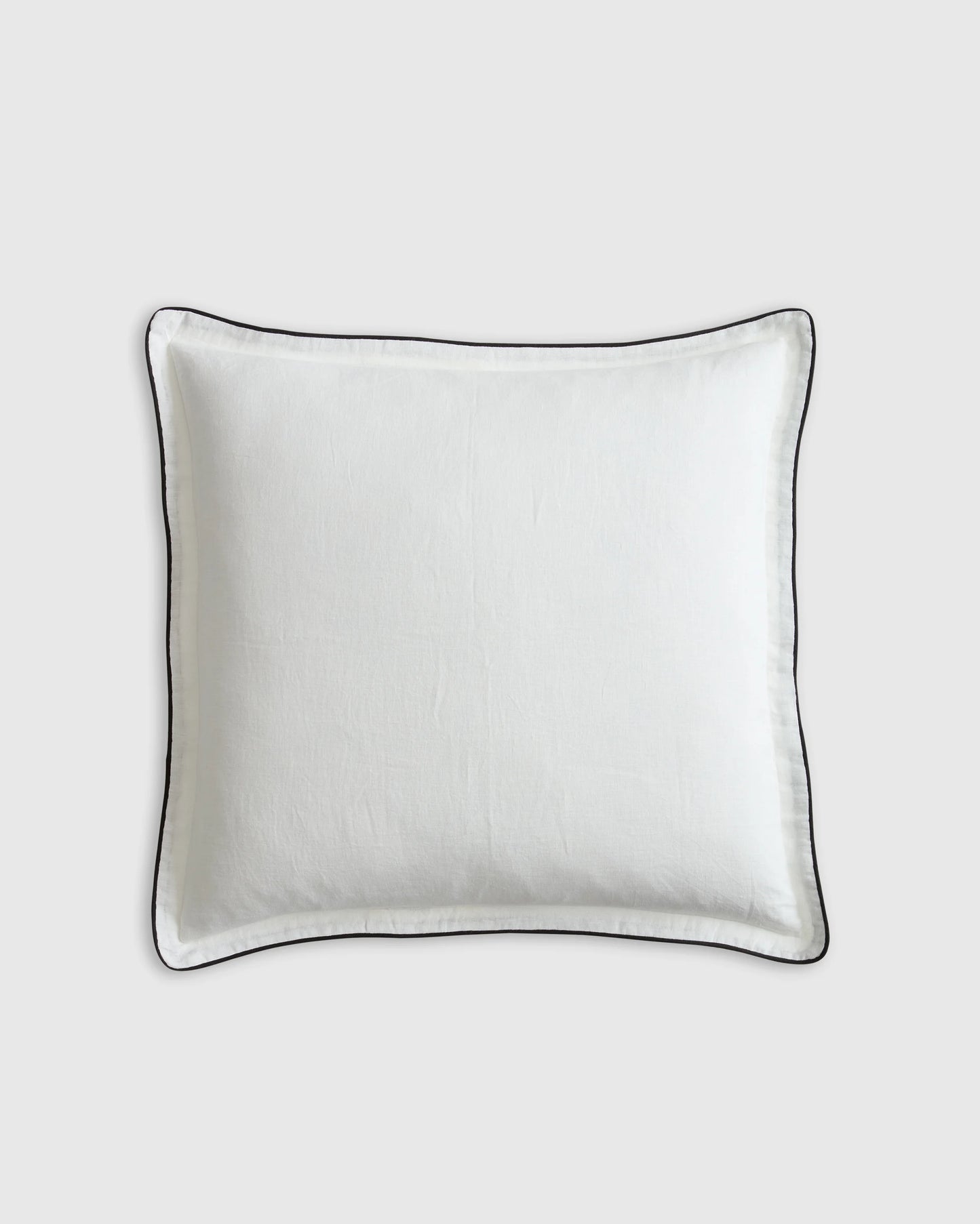 European Linen Piped Euro Sham - Euro / White/Cherry