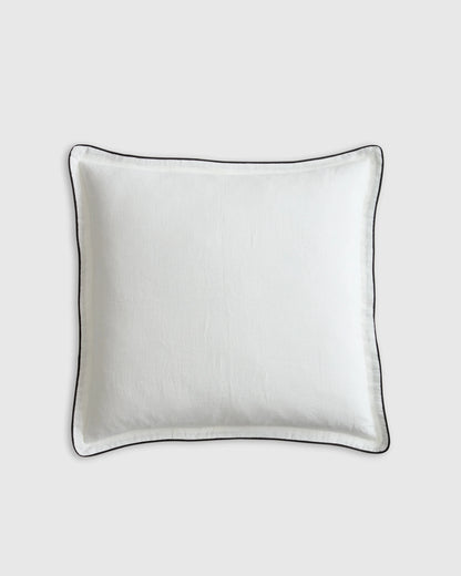 European Linen Piped Euro Sham - Euro / White/Cherry