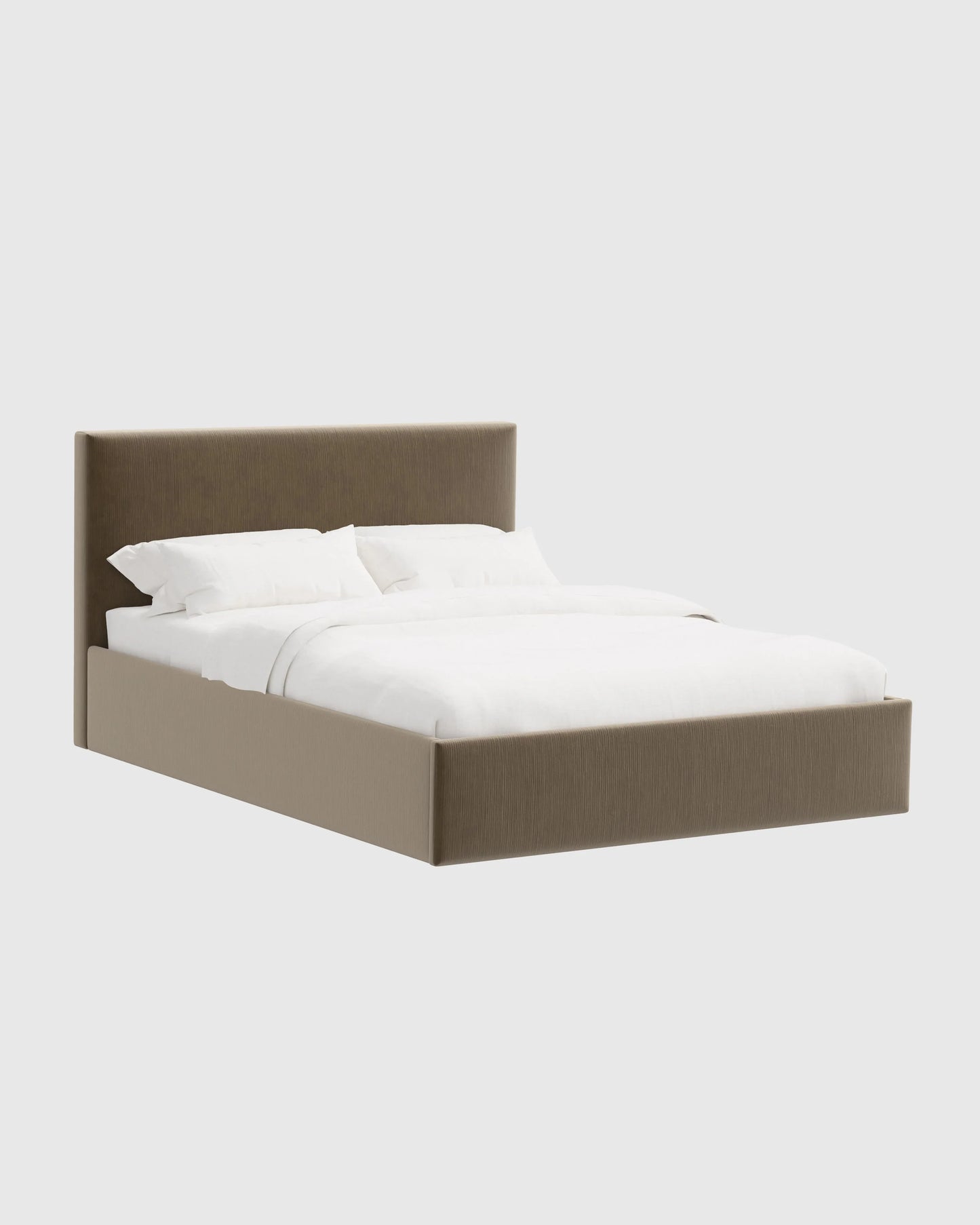 Square Bed in Performance Velvet - Full / Chocolate