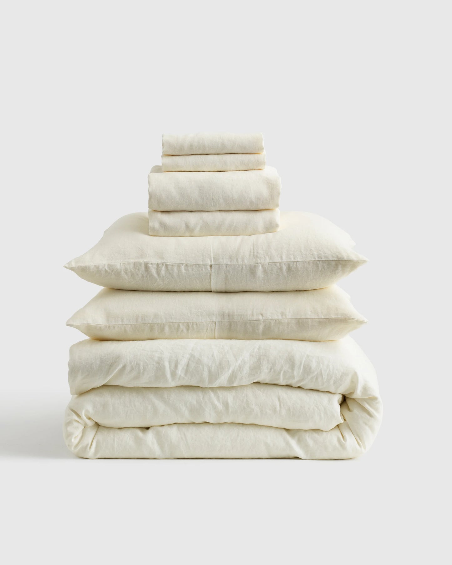 European Linen Deluxe Bedding Bundle - Twin / Willowleaf/White Stripe