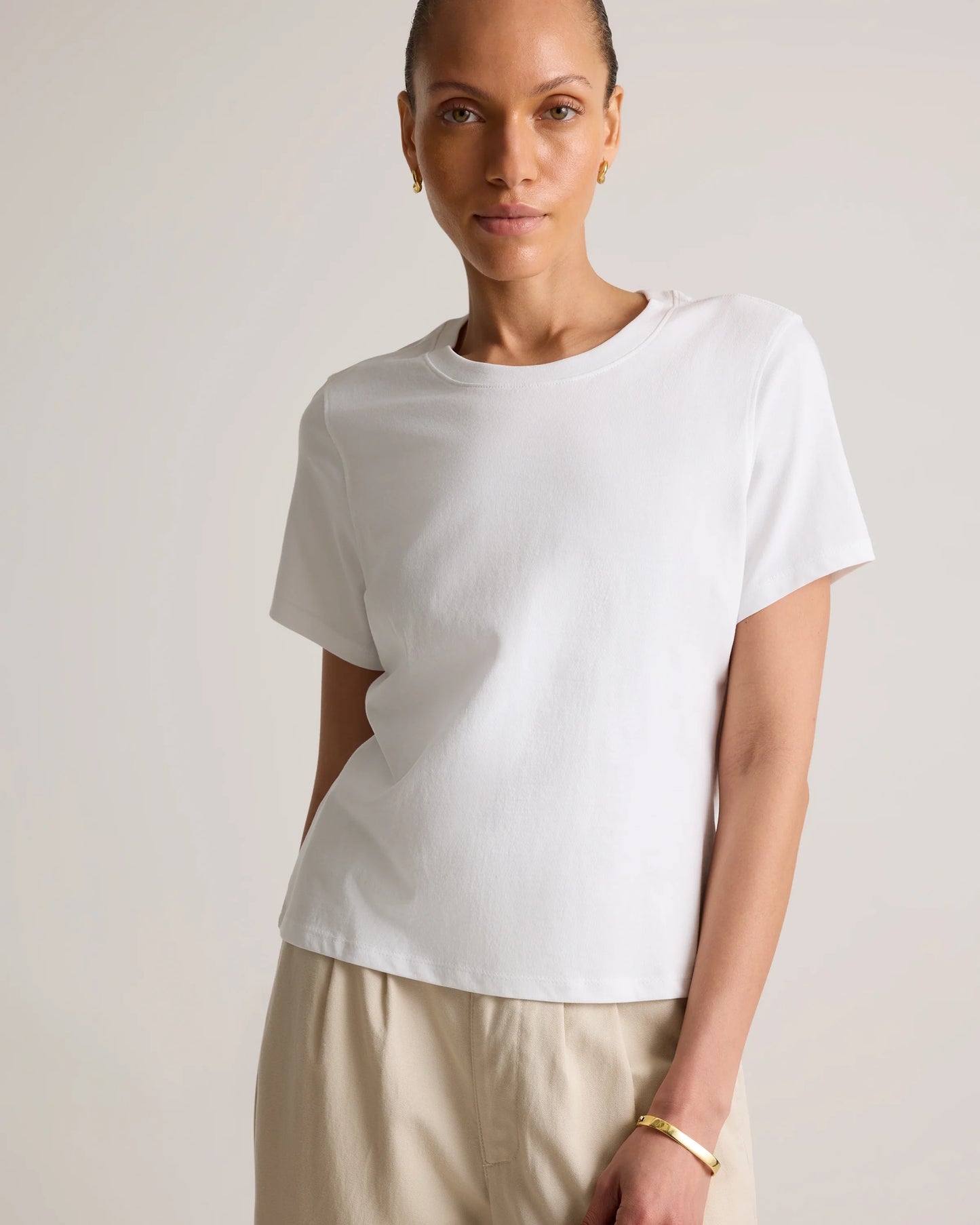 100% Organic Cotton Boxy Crewneck Tee - XS / Shell Pink